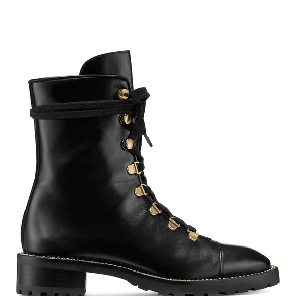 Stuart Weitzman Kolbie lace up black combat boots - Picture 3 of 9